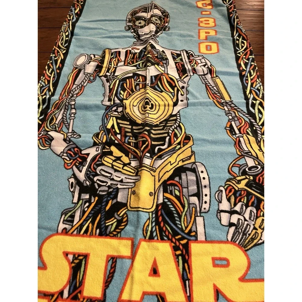 Vintage C-3PO Star Wars Beach Towel  100% Cotton Lucas Film Robot Pre Covered
